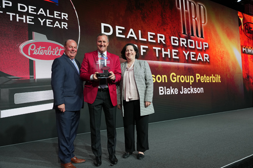 Jackson Group Peterbilt receiving 2021 Peterbilt TRP All-Makes Dealer of the Year award