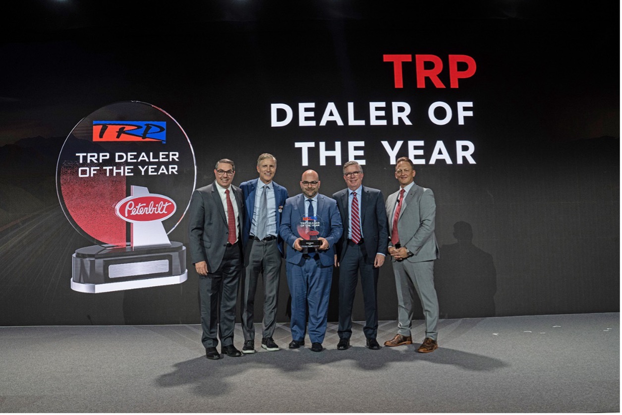 Hunter Peterbilt receiving The 2025 TRP Dealer of the Year Award